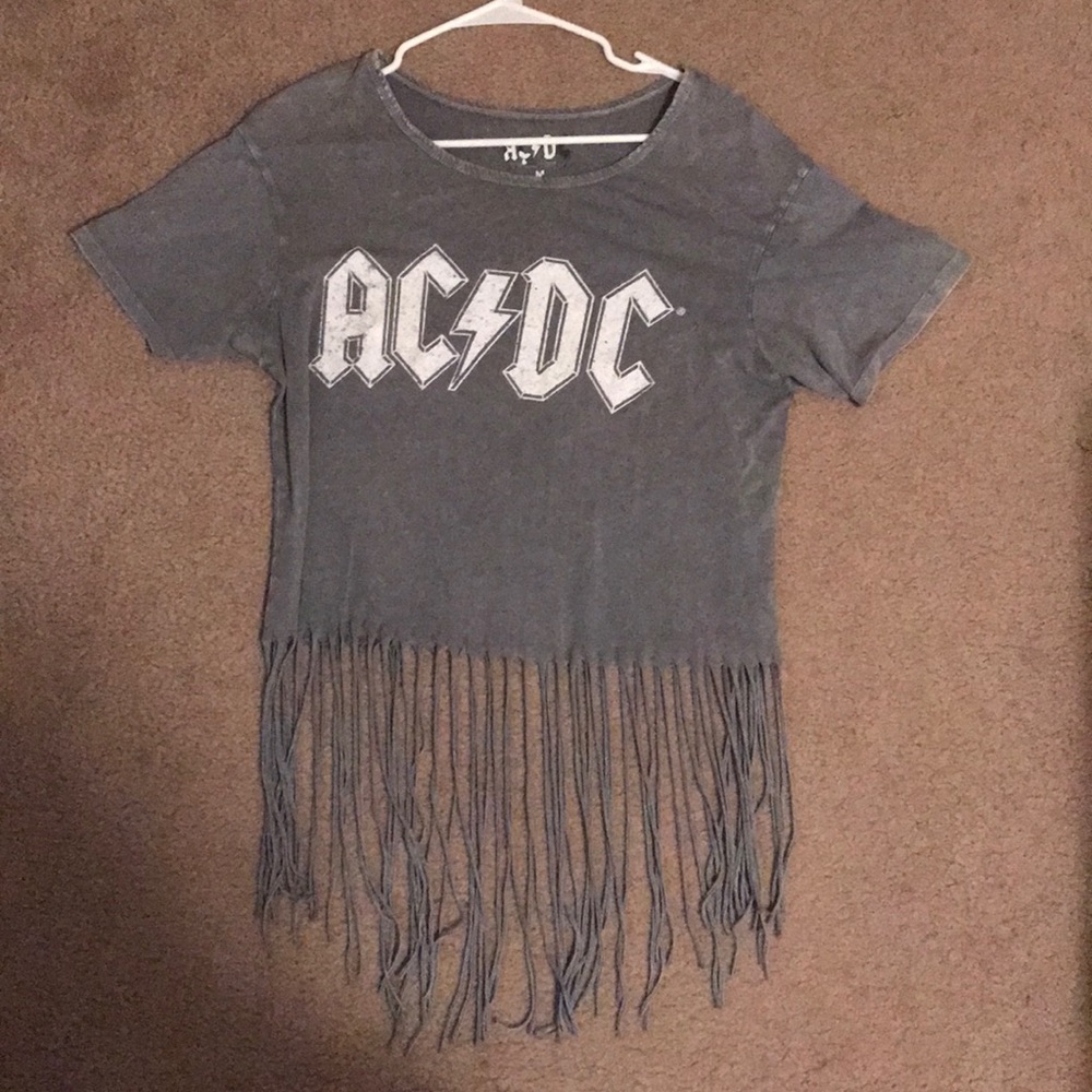 Cropped & fringes AC/DC top